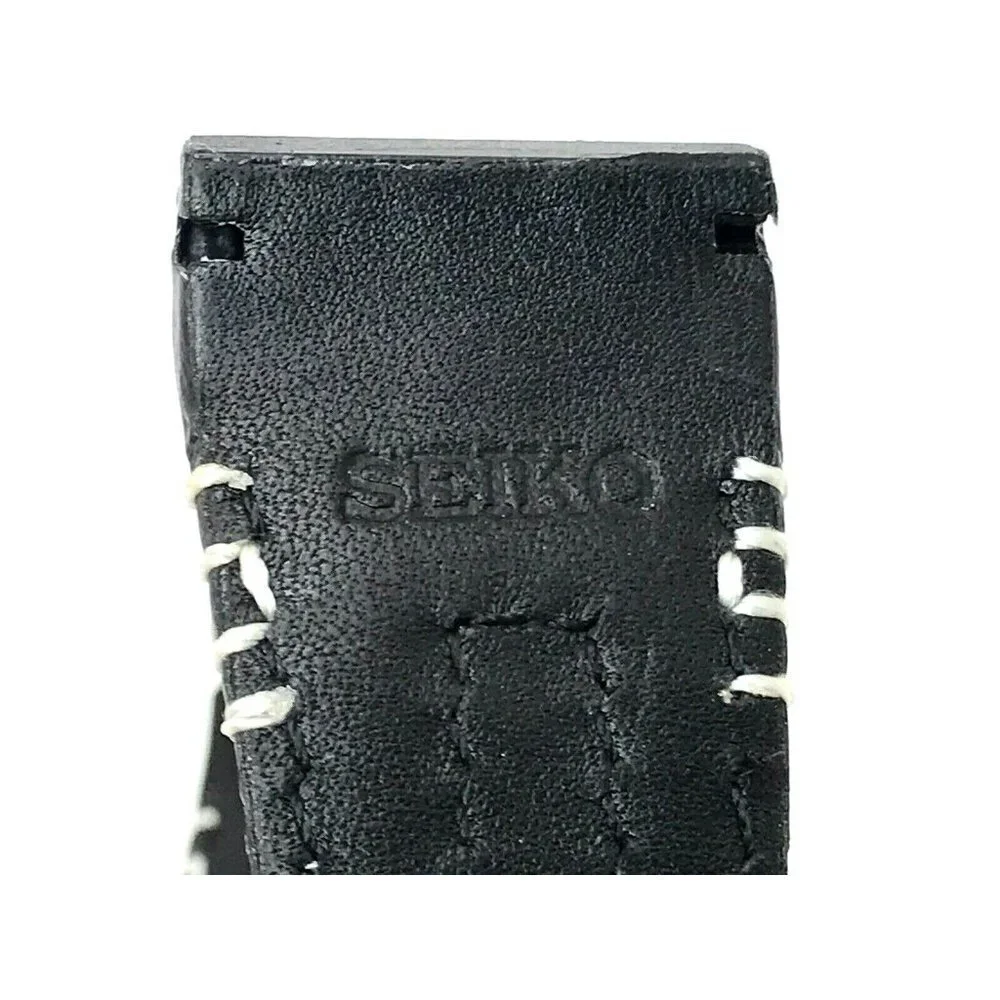 Seiko Men's Watch Replacement Band Black Leather Strap 26mm Lug 8''